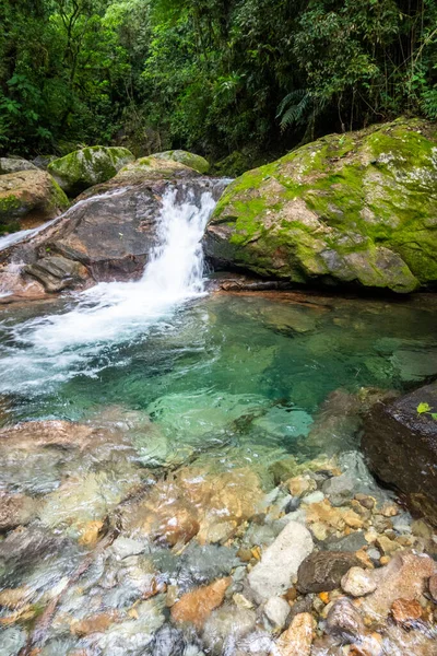 Beautiful Rainforest Waterfall Crystal Clear Water Green Landscape Serrinha Alambari — Stock Photo, Image