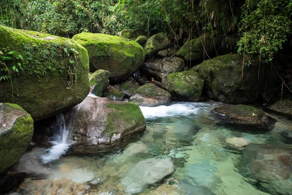 Beautiful Rainforest Waterfall Crystal Clear Water Green Landscape Serrinha Alambari — Stock Photo, Image
