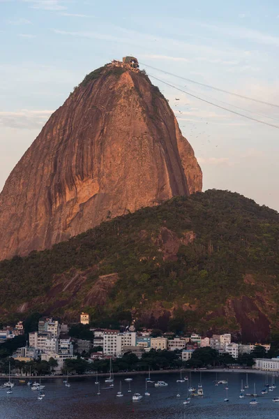 Krásný Výhled Západ Slunce Horu Sugar Loaf Rio Janeiru Brazílie — Stock fotografie