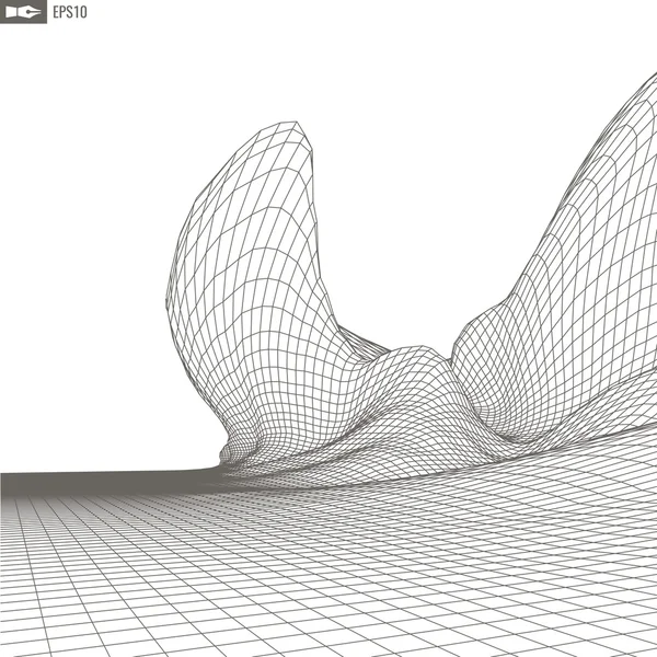 Abstrakt vektor landskap bakgrund. Nätet för cyberrymden. 3D-teknik illustration. — Stock vektor