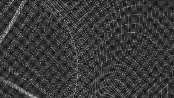 Abstrakt vektor landskap bakgrund. Nätet för cyberrymden. 3D-teknik vektor illustration. — Stock vektor