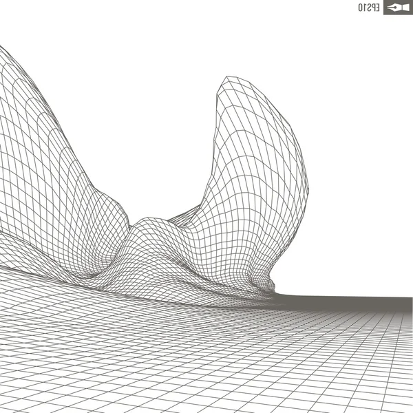 Abstrakt vektor landskap bakgrund. Nätet för cyberrymden. 3D-teknik illustration. — Stock vektor