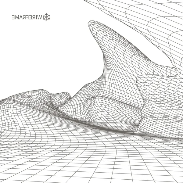 Abstrakt vektor landskap bakgrund. Nätet för cyberrymden. 3D-teknik illustration. — Stock vektor