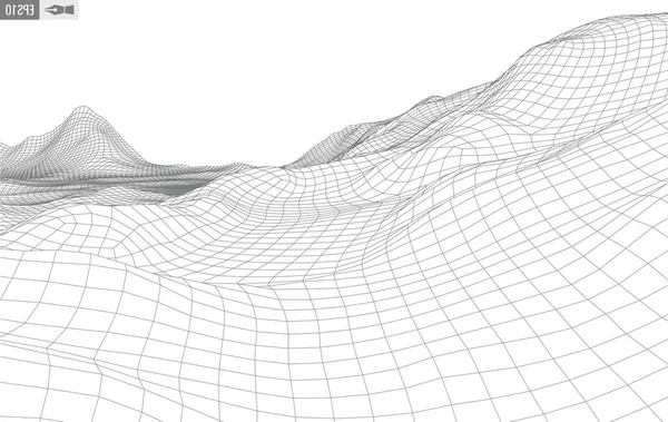 Abstrakt vektor landskap bakgrund. Nätet för cyberrymden. 3D-teknik illustration. — Stock vektor