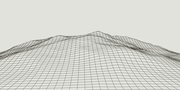 抽象ベクトルの風景背景。サイバースペース・グリッド。3D技術図. — ストックベクタ