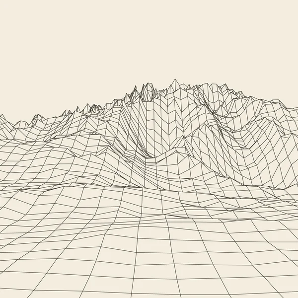 Abstrakcyjne tło krajobrazu wektora. Sieć cyberprzestrzeni. Ilustracja technologii 3d. — Wektor stockowy