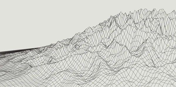 摘要矢量景观背景.网络空间网格。3d技术说明. — 图库矢量图片