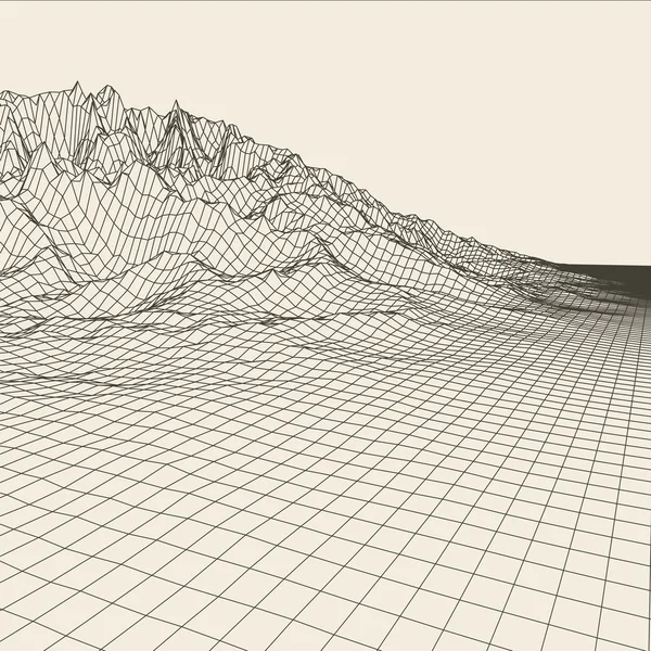 Αφηρημένο διανυσματικό τοπίο φόντο. Κυβερνοδιαστημικό δίκτυο. 3D εικονογράφηση τεχνολογίας. — Διανυσματικό Αρχείο