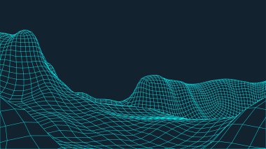 Soyut tel kafes manzara arka plan. Siber uzay şebekesi. 3d teknoloji illüstrasyon. Sunumlar için dijital .
