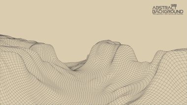 Soyut tel kafes manzara arka plan. Siber uzay şebekesi. 3d teknoloji illüstrasyon. Sunumlar için dijital .