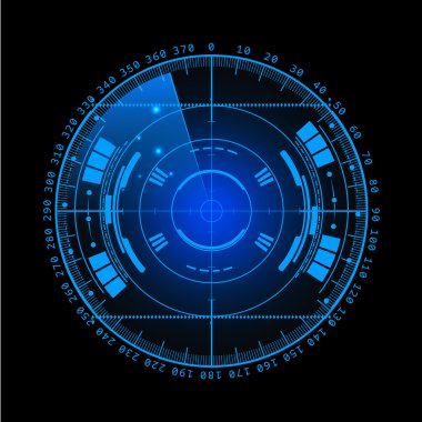 Radar ekranı. resimde tasarımınız için. Teknolojik altyapı. Fütüristik kullanıcı arabirimi. Radar tarama ile göstermek. Hud. .