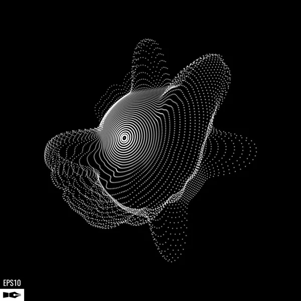 Esfera de malha distorcida iluminada 3d abstrata. Sinal de néon. Elemento de tecnologia futurista HUD. Elegante Esfera Destruída Abstrata. Visualização de Big Data  . — Vetor de Stock