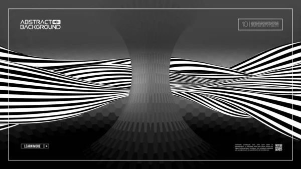 Optisk illusion våg. Hexagonal mörk teknologi torus. EPS 10. — Stock vektor