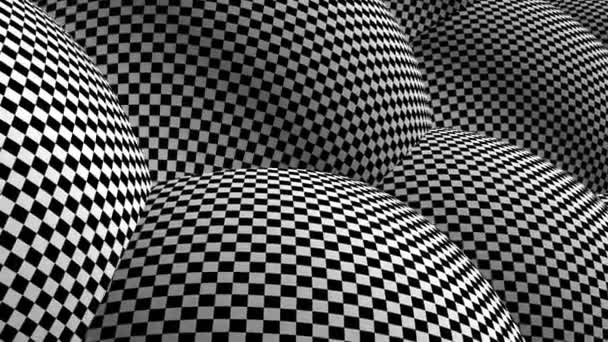 4k Seamless loop. Hypnotic optical illusion black and white. Vortex checkerboard background. Chess illusion sphere. — Stock Video