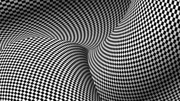 Hypnotic optical illusion black and white. Vortex checkerboard background. Chess illusion sphere. 4k Seamless loop. — Stock Video