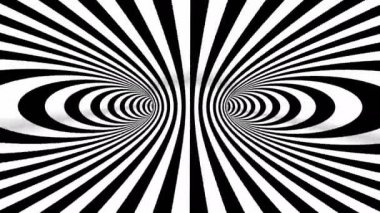 Soyut siyah ve beyaz üç boyutlu geometrik solucan deliği hareketi grafikleri. Çizgili optik yanılsama. Siyah ve beyaz optik illüzyon tüneli. Sürrealizm çizgileri hareket ediyor. 4k Kusursuz döngü.