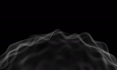 Soyut parçacık küresi dönüyor. Teknoloji arka planda. Mavi parçacık enerji küresi 4k kusursuz döngü. 3d hazırlayıcı