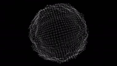 Soyut parçacık küresi dönüyor. Teknoloji arka planda. Mavi parçacık enerji küresi 4k kusursuz döngü. 3d hazırlayıcı