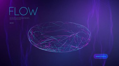 Yapay zeka tıp hattı akışı. Müzik soyut arkaplan, ses. Mor dijital dünya fiber optik 3D tasarımı. Makine gelecekteki yenilikleri öğreniyor. Teknoloji arkaplan vektörü.