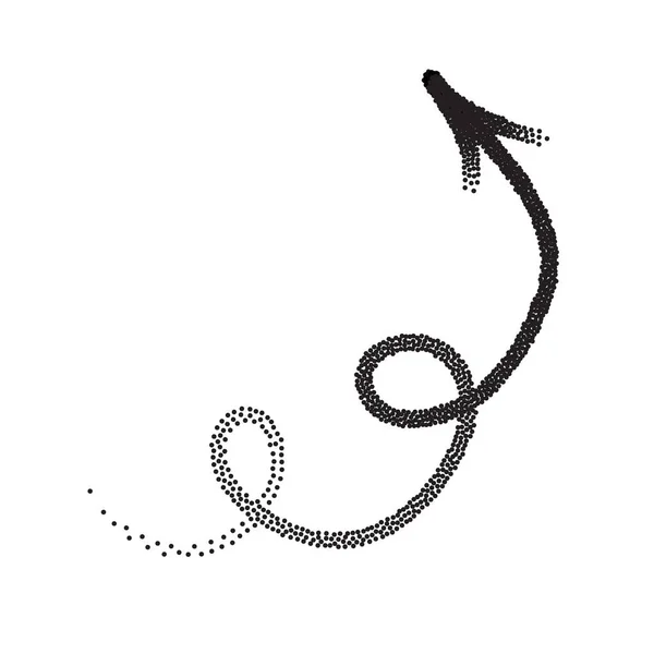Vetor de seta pontilhada desenhada à mão no estilo esboço isolado no fundo branco. Flechas ilustração do vetor lápis. —  Vetores de Stock