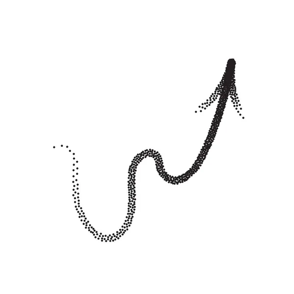 Vetor de seta pontilhada desenhada à mão no estilo esboço isolado no fundo branco. Flechas ilustração do vetor lápis. — Vetor de Stock