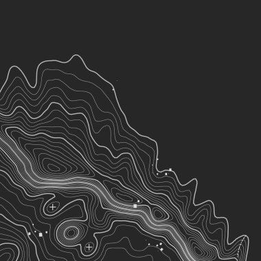 Kopyalamak için alanı olan topografik harita arkaplanı. Çizgi topoğrafya haritası arka plan, coğrafi ızgara soyut vektör çizimi. Arazi üzerinde dağ yürüyüşü patikası .