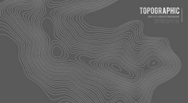 Gri, vektör topografisini belirler. Coğrafi dağ topoğrafyası vektör çizimi. Topografik doku. Arazi vektör alanı haritası. Yükseklik grafiği yükseklik çizgileri. Topografik harita