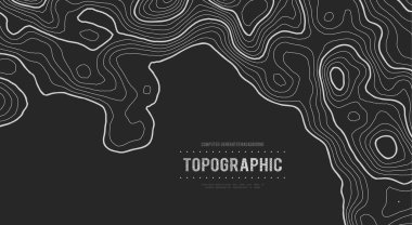 Gri, vektör topografisini belirler. Coğrafi dağ topoğrafyası vektör çizimi. Topografik doku. Arazi vektör alanı haritası. Yükseklik grafiği yükseklik çizgileri. Topografik harita