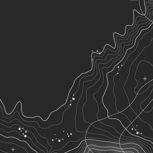 Sfondo mappa topografica con spazio per la copia. Linea topografia mappa contorno sfondo, griglia geografica illustrazione vettoriale astratta. Sentiero escursionistico di montagna sul terreno . — Vettoriale Stock