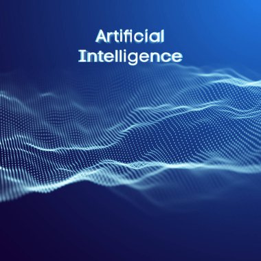 Yapay zeka iletişim ağı. Dijital bilim teknolojisi konsepti. İş ağı vektör illüstrasyonu.