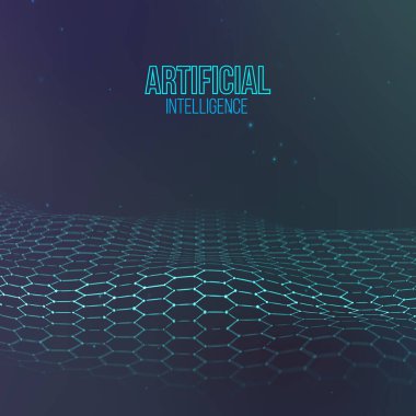 Altıgen arka plan mavisi. Ai Future teknoloji geçmişi. Yapay zeka. Büyük Veri İş Konsepti.