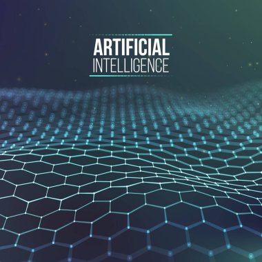 Altıgen arka plan mavisi. Ai Future teknoloji geçmişi. Yapay zeka. Büyük Veri İş Konsepti.