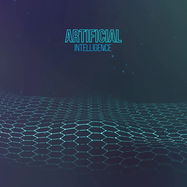 Altıgen arka plan mavisi. Ai Future teknoloji geçmişi. Yapay zeka. Büyük Veri İş Konsepti.