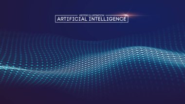 Yapay zeka iletişim ağı. Dijital bilim teknolojisi konsepti. İş ağı vektör illüstrasyonu.