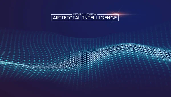 Yapay zeka iletişim ağı. Dijital bilim teknolojisi konsepti. İş ağı vektör illüstrasyonu.