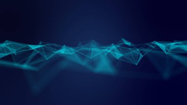 Soyut geometrik mavi bağlantılar arka planı. Yapay Zeka Teknolojisi Tıbbi Konsepti. Ağ siber teknolojisi arka planı.