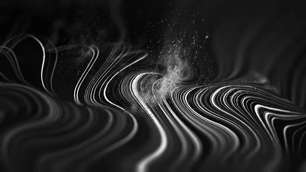 Grey tech background abstract wave with particles and smoke. Geometric background communication network. — Stock Photo, Image