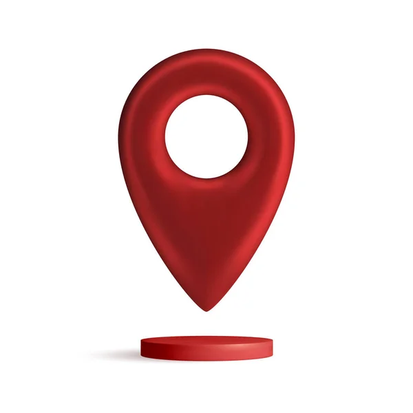 Puntatore mappa rossa isolato su sfondo bianco. Trova indirizzo, concetto di icona della posizione. Puntatore GPS 3d. Illustrazione vettoriale 3d. — Vettoriale Stock