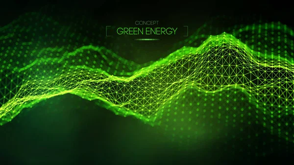 グリーンエネルギーの概念。ベクトルグリーン技術の背景。未来的ベクトル図. — ストックベクタ