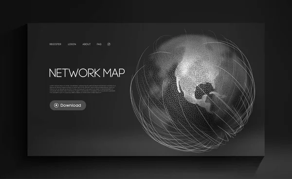 ネットワークマップ｜World Globe Vector。デジタルアーステクノロジーの背景。世界的なソーシャルネットワーク。抽象的なベクトル背景。Webデザイン. — ストックベクタ