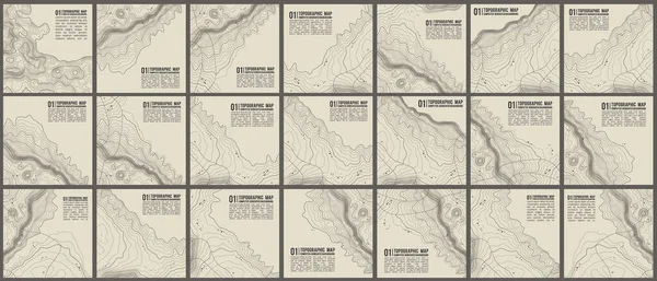 Topographic pattern texture vector Set. Grey contours vector topography. Geographic mountain topography vector illustration. Map on land vector terrain. Elevation graphic contour height lines. — Stock Vector