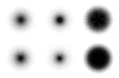 Yarım tonlu daireler vektör belirledi. Retro yarım ton arka plan. EPS 10