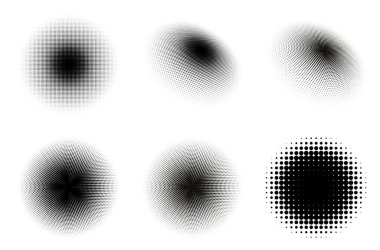 Yarım ton desen grunge vektör seti. Arka plan yarım tonlu nokta desen. Grafiksel noktalar yarım ton. EPS 10.