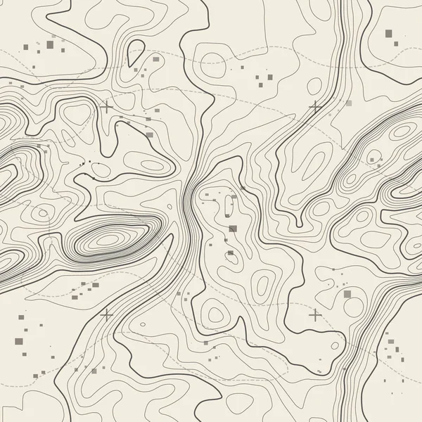 Kusursuz vektör topografik harita arkaplanı. Çizgi haritası kusursuz desen. Contour arka plan coğrafi şebekesi. Arazi üzerinde dağ yürüyüşü patikası. Kusursuz dalgalı desen. — Stok Vektör