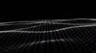 Dalgalı yüzey animasyonu. Bal peteği altıgen parlama ızgarası. Altıgen desenli dijital hücre fütüristik teknoloji tarzı. Altıgen dalgaları dikişsiz döngü.