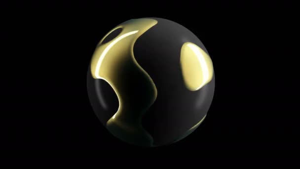 Χρυσό κύμα αφηρημένο φόντο μαύρο. 3D σφαίρα χρυσού σε μαύρο φόντο για το σχεδιασμό web. Σύγχρονη αφηρημένη υγρό θόρυβο ρευστό μορφή φόντου. Απρόσκοπτη θηλιά. 4ια — Αρχείο Βίντεο