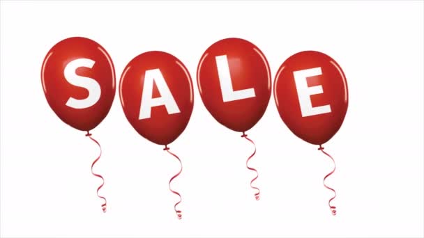 Waving red balloons 4k seamless loop. Sale animation for your business. Shopping concept. — Stock Video