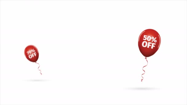 Animace červené balónky se slevovým vnímáním 4k bezešvé smyčky. — Stock video