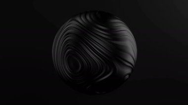 Küre, sıvı dikişsiz döngü 4k 'yi dalgalandırıyor. Titreşim akış animasyonunun 3 boyutlu görüntüsü. Siyah yağ damlası yumuşak dalga maddesine dönüşür.