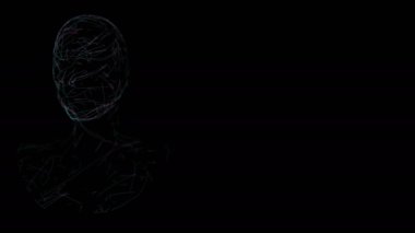 Yapay zeka sinir ağı. Çevrimiçi iş ve iletişim. Kadın bilimi ve bilgisayar eğitimi. Parlak akış ve sanal gerçeklik 4k kusursuz döngü.